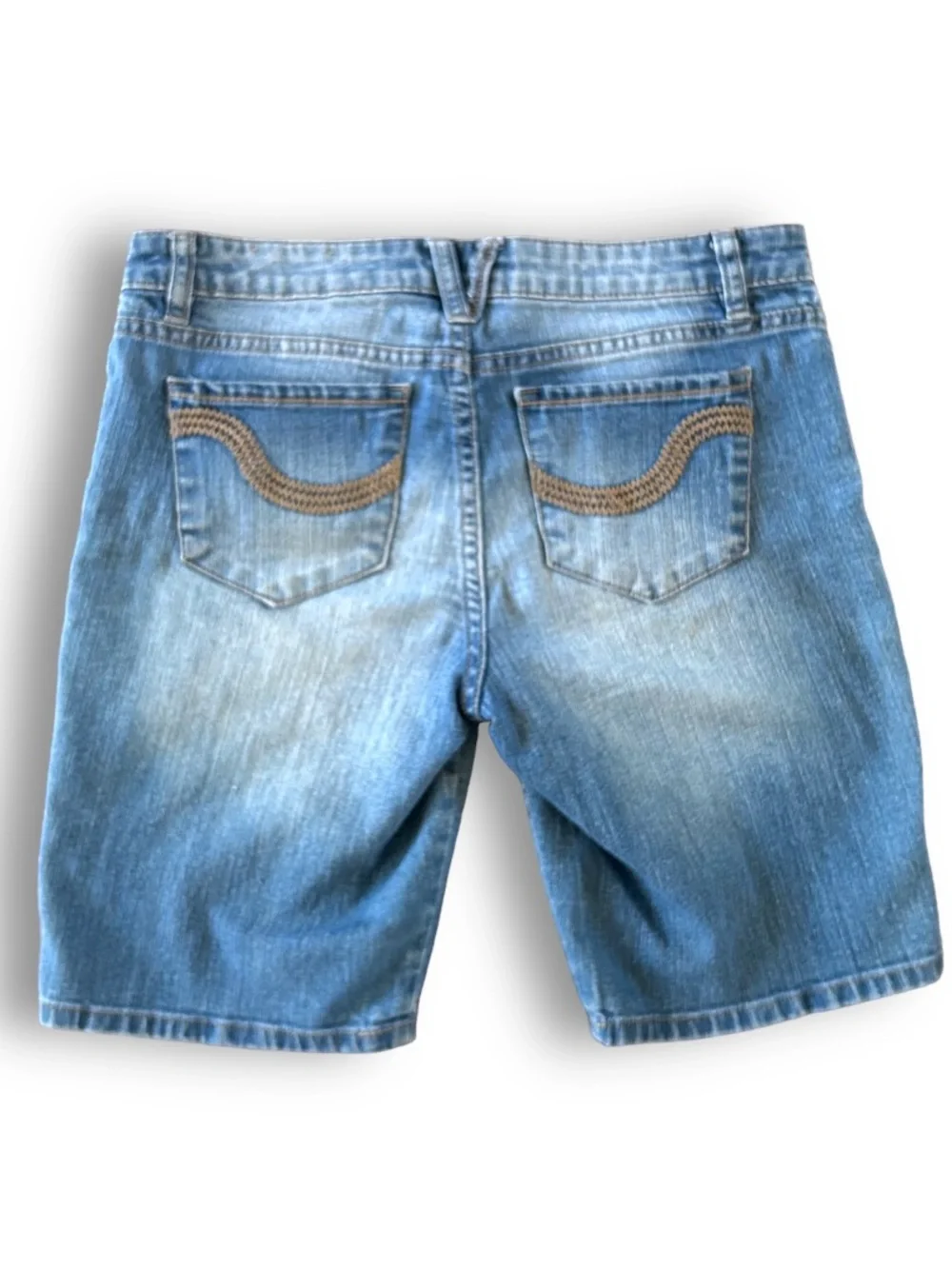 4/$20 Route 66 Denim Bermuda Shorts Size 2 Light Wash Mid Rise Stretch Jean